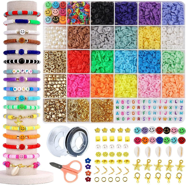 Buy 20 Colours 5300pcs Clay Heishi Beads Jewellery Making Kit Smiley Face Clay Flat Beads discounted | Products On Sale Australia