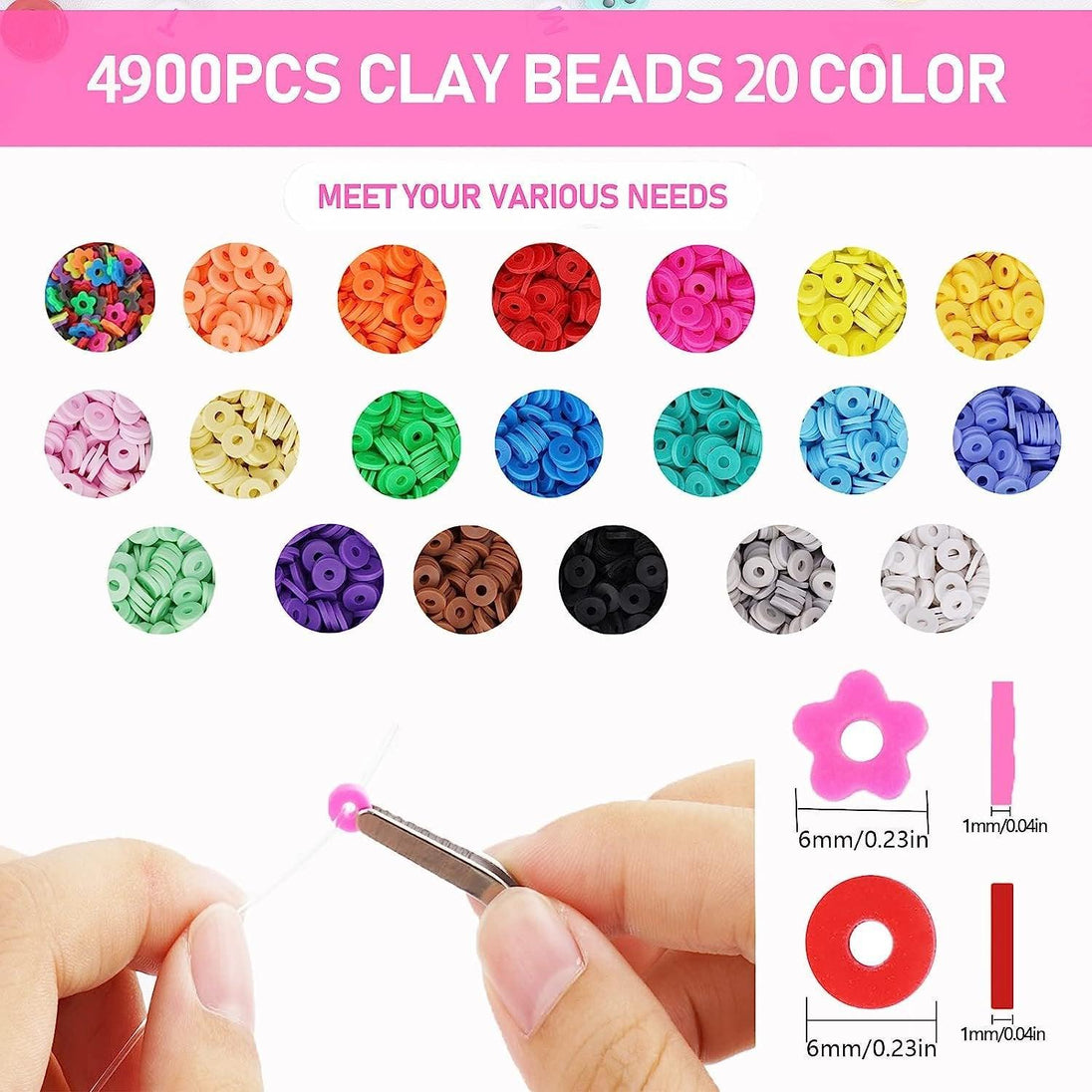 Buy 20 Colours 5300pcs Clay Heishi Beads Jewellery Making Kit Smiley Face Clay Flat Beads discounted | Products On Sale Australia