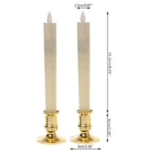 Buy 20 Pack Taper Stick White Battery Candle - Natural Flame Light Colour No Flicker - Gold Stand Base discounted | Products On Sale Australia