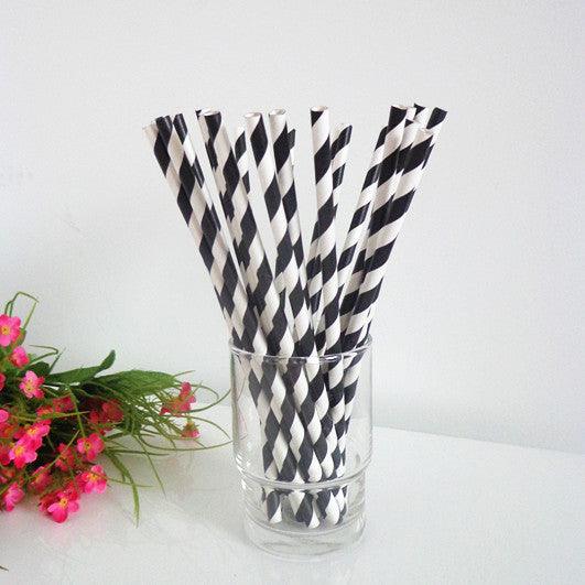 Buy 200 Pack Black White Drinking Straws Biodegradable Eco Paper Birthday Party Event Bistro Bar Cafe Take Away discounted | Products On Sale Australia