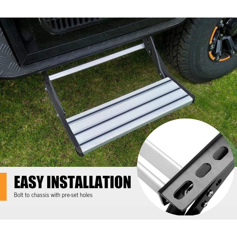 Buy 200KG Heavy Duty Caravan Step Folding Pull Out Portable RV Camper Trailer Tools discounted | Products On Sale Australia