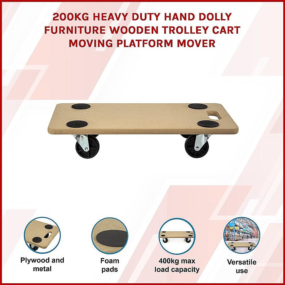 Buy 200kg Heavy Duty Hand Dolly Furniture Wooden Trolley Cart Moving Platform Mover discounted | Products On Sale Australia