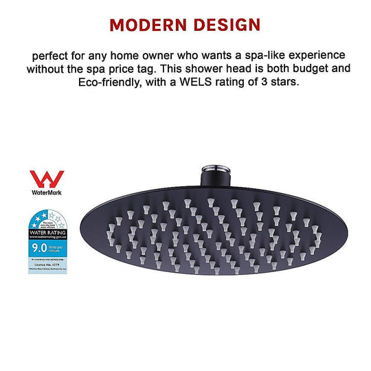 Buy 200mm Shower Head Round 304SS Electroplated Matte Black Finish discounted | Products On Sale Australia