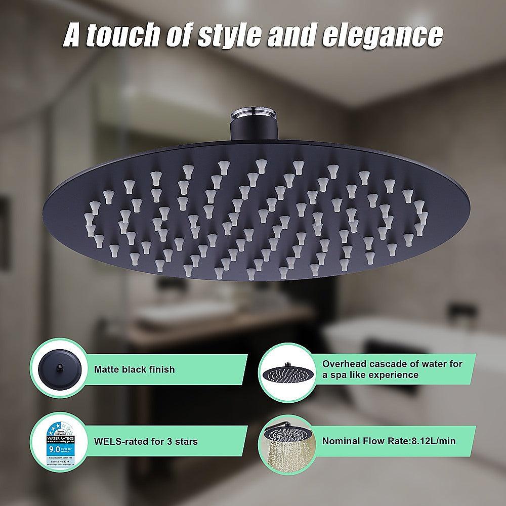 Buy 200mm Shower Head Round 304SS Electroplated Matte Black Finish discounted | Products On Sale Australia