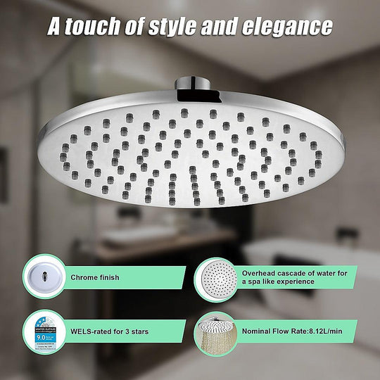 Buy 200mm Shower Head Round Chrome Showerhead discounted | Products On Sale Australia