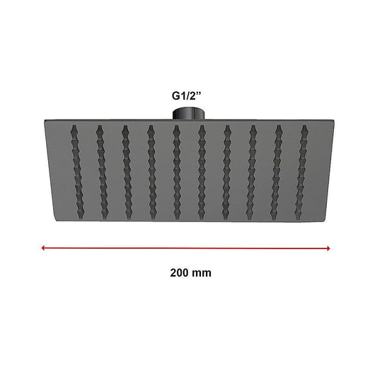 Buy 200mm Shower Head Square 304SS Electroplated Matte Black Finish discounted | Products On Sale Australia