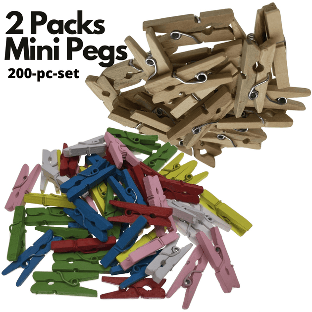 Buy 200pc Set Mini Wooden Pegs Craft Scrapbook Shower Clothes Pin 25mm discounted | Products On Sale Australia