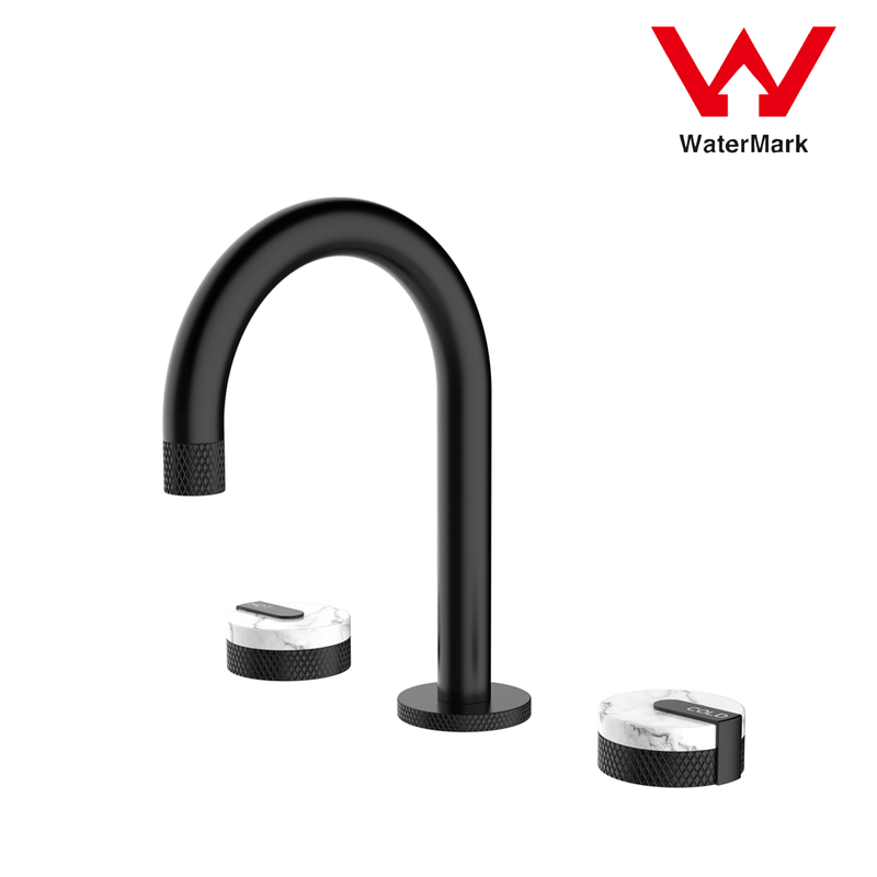 Buy 2021 New Marble Stone handle matte black wall taps 1/4 turn matte black pattern discounted | Products On Sale Australia