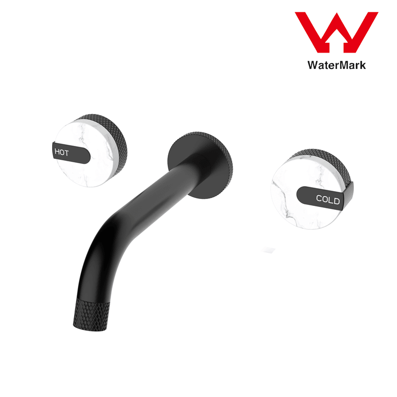 Buy 2021 New Marble Stone handle matte black wall taps 1/4 turn matte black pattern discounted | Products On Sale Australia