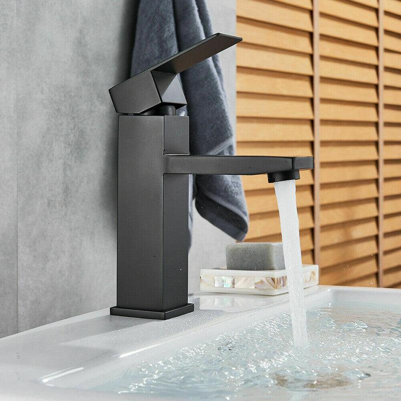 Buy 2021 Square Cube style basin mount tap low faucet Matte Black tap mixer spout discounted | Products On Sale Australia