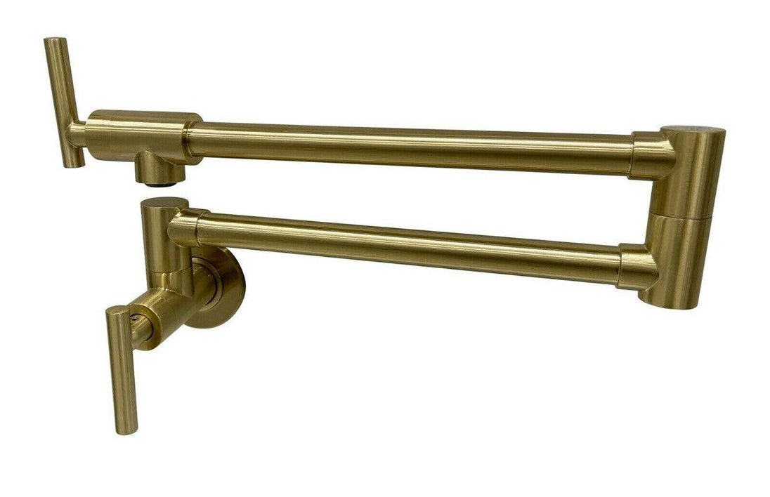 Buy 2023 Brushed Gold Kitchen tap Wall Mounted Pot Filler Single Cold Water inlet discounted | Products On Sale Australia