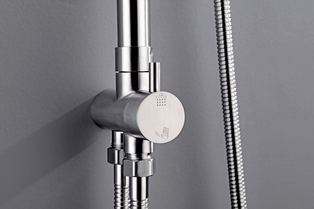 Buy 2023 Brushed Nickel Solid Stainless Steel 304 made shower set w diverter 200 mm head sprayer hand held head Suit Outdoor discounted | Products On Sale Australia