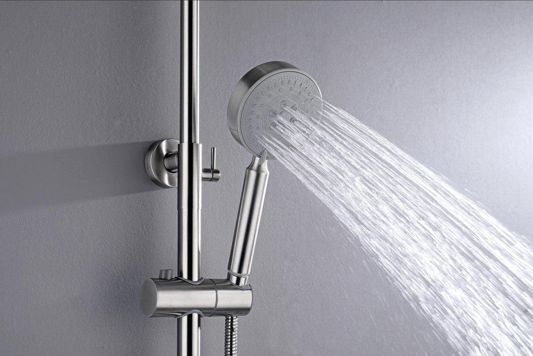 Buy 2023 Brushed Nickel Solid Stainless Steel 304 made shower set w diverter 200 mm head sprayer hand held head Suit Outdoor discounted | Products On Sale Australia