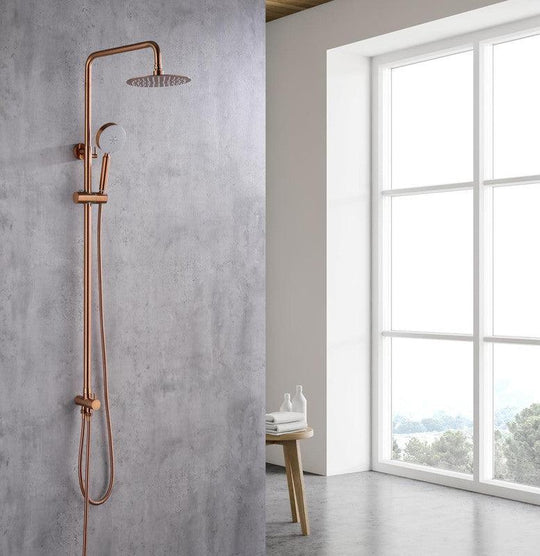 Buy 2023 Brushed Rose Gold Copper Solid Stainless Steel 304 made shower set w diverter 200 mm head sprayer hand held head discounted | Products On Sale Australia