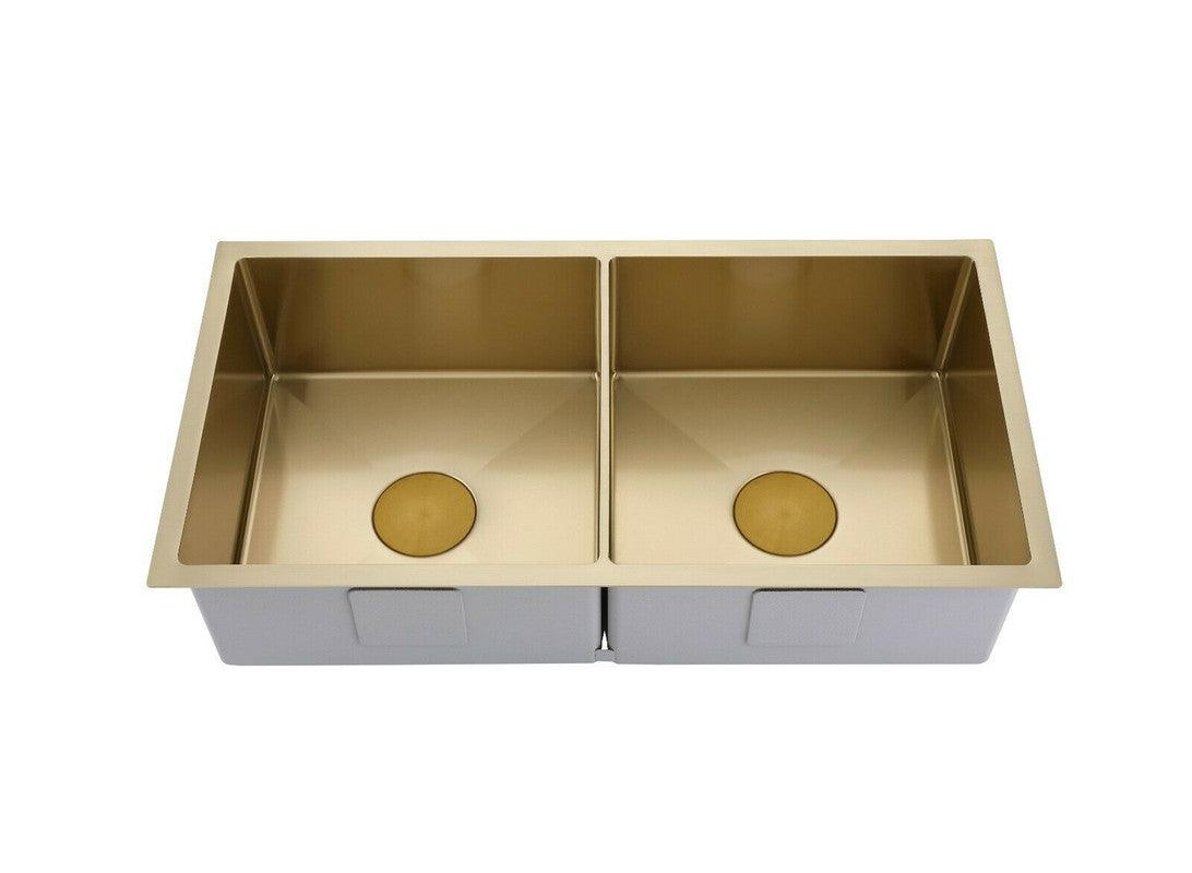 Buy 2023 Burnished Brass Gold stainless steel 304 double bowl kitchen sink discounted | Products On Sale Australia