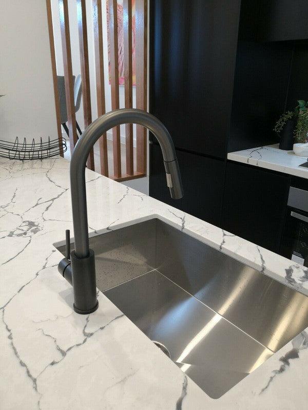 Buy 2023 Matte Black Pull out Kitchen tap Solid stainless steel PVD plated discounted | Products On Sale Australia