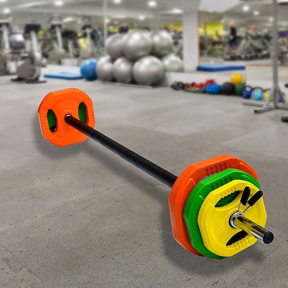 Buy 20kg Standard Rubber Coloured Barbell discounted | Products On Sale Australia