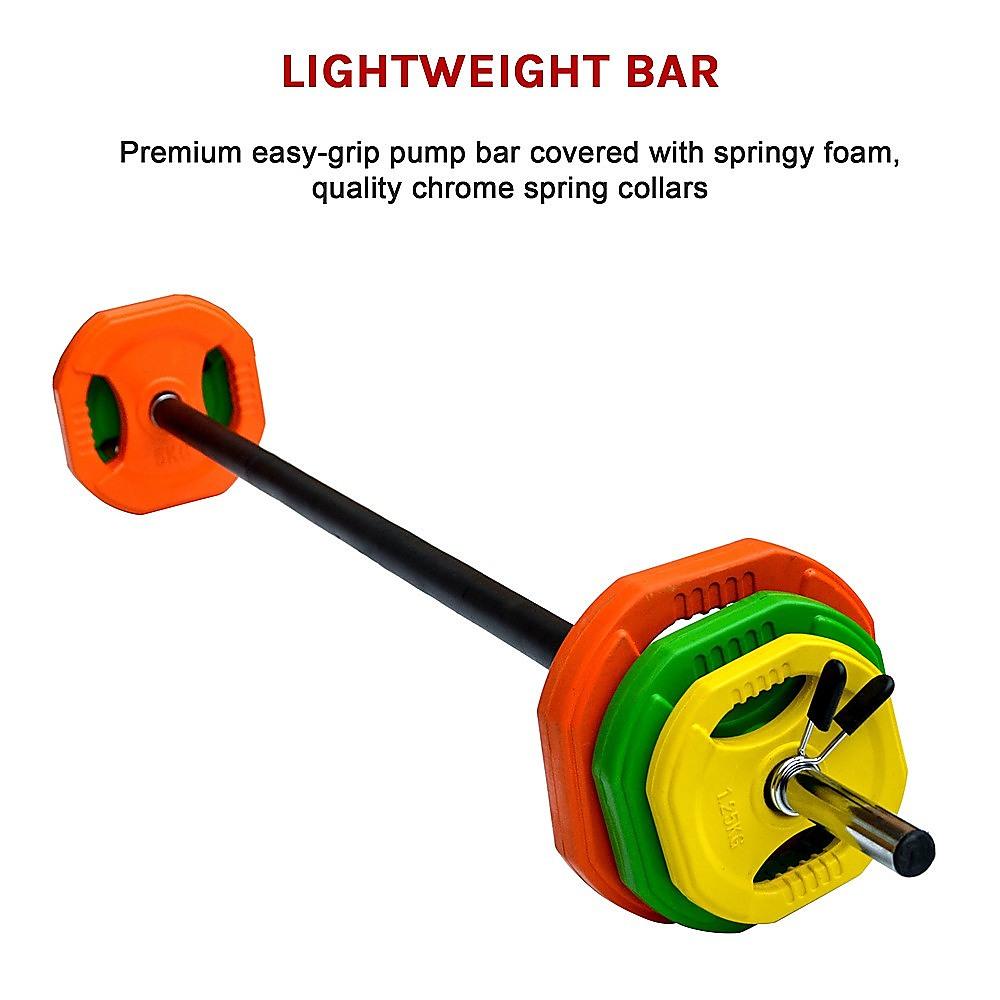 Buy 20kg Standard Rubber Coloured Barbell discounted | Products On Sale Australia