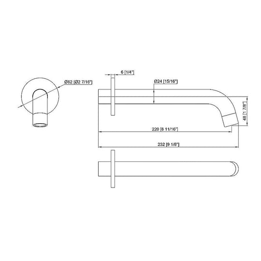 Buy 220mm Bath Spout in Matte Black Finish discounted | Products On Sale Australia