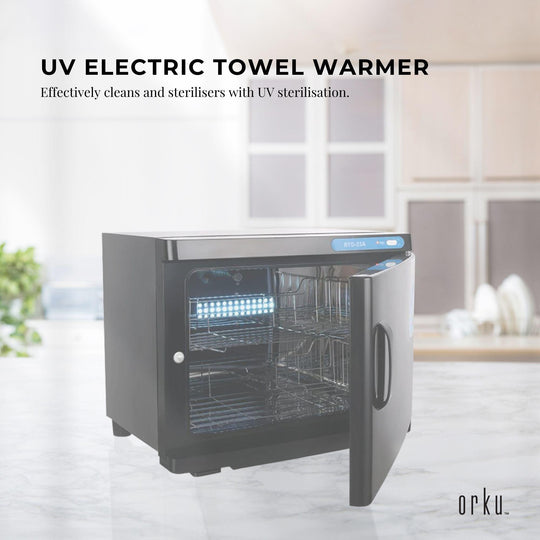 Buy 23L Black UV Electric Towel Warmer Steriliser Cabinet Beauty Spa Heat Sanitiser discounted | Products On Sale Australia