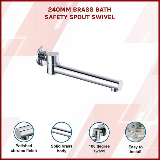 Buy 240mm Brass Bath Safety Spout Swivel discounted | Products On Sale Australia