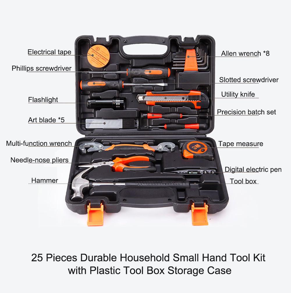 Buy 25Pcs Household Hand Tools Set Kit Box with Hard Storage Case Home Supplies discounted | Products On Sale Australia