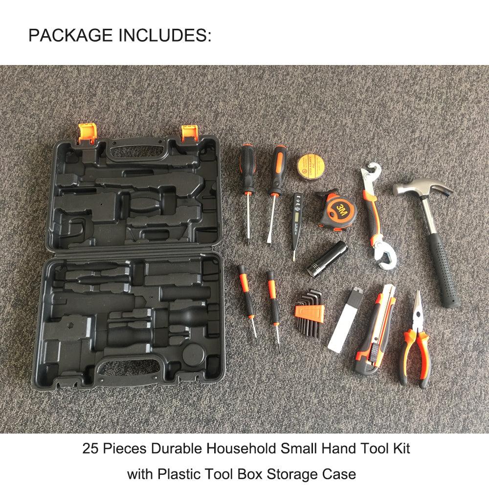 Buy 25Pcs Household Hand Tools Set Kit Box with Hard Storage Case Home Supplies discounted | Products On Sale Australia