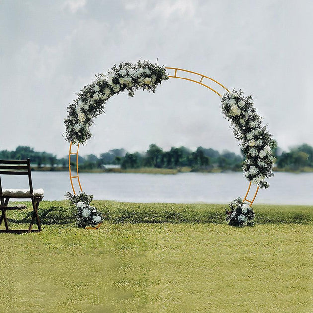 Buy 260cm Gold Metal Wedding Arch Round Balloon Birthday Party discounted | Products On Sale Australia