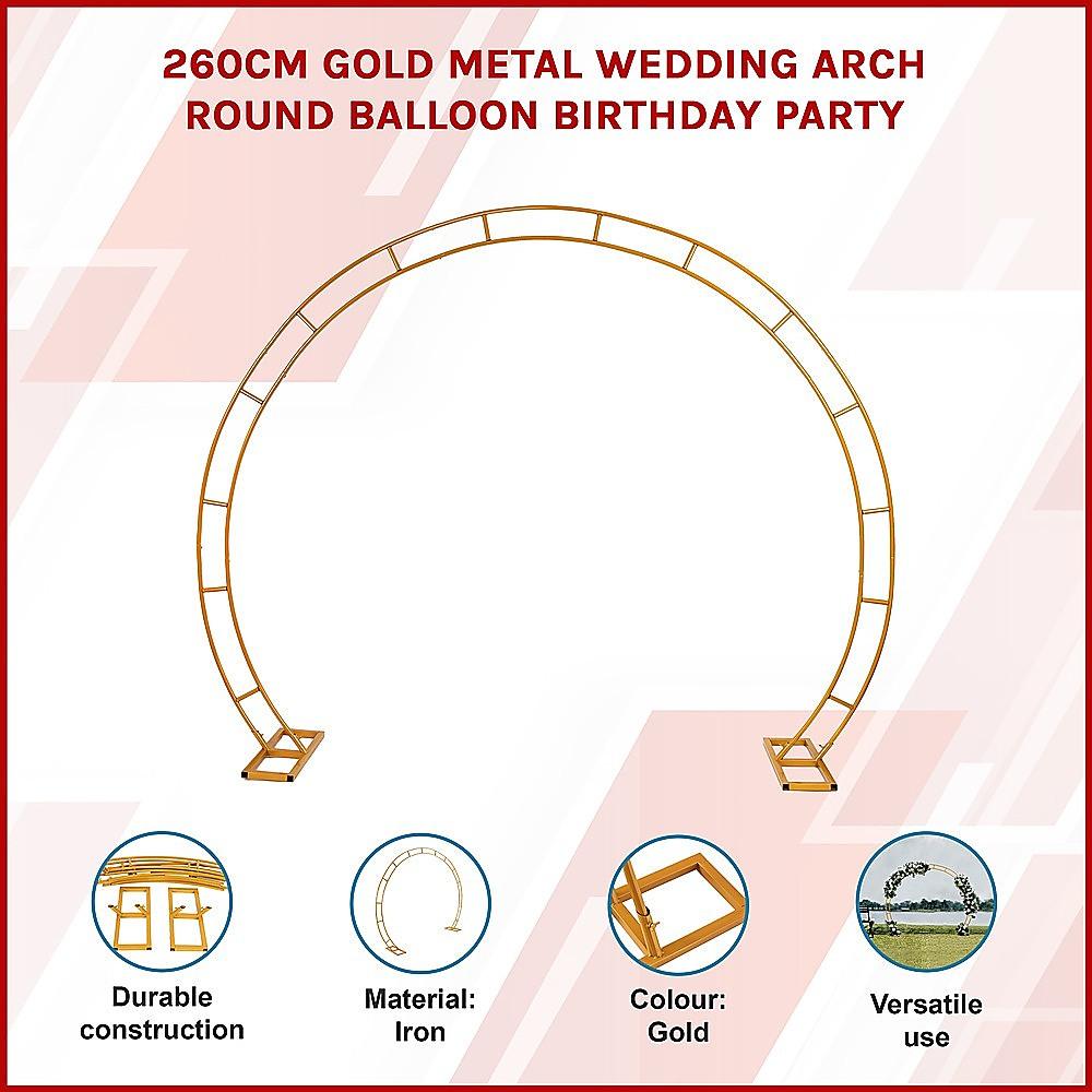 Buy 260cm Gold Metal Wedding Arch Round Balloon Birthday Party discounted | Products On Sale Australia