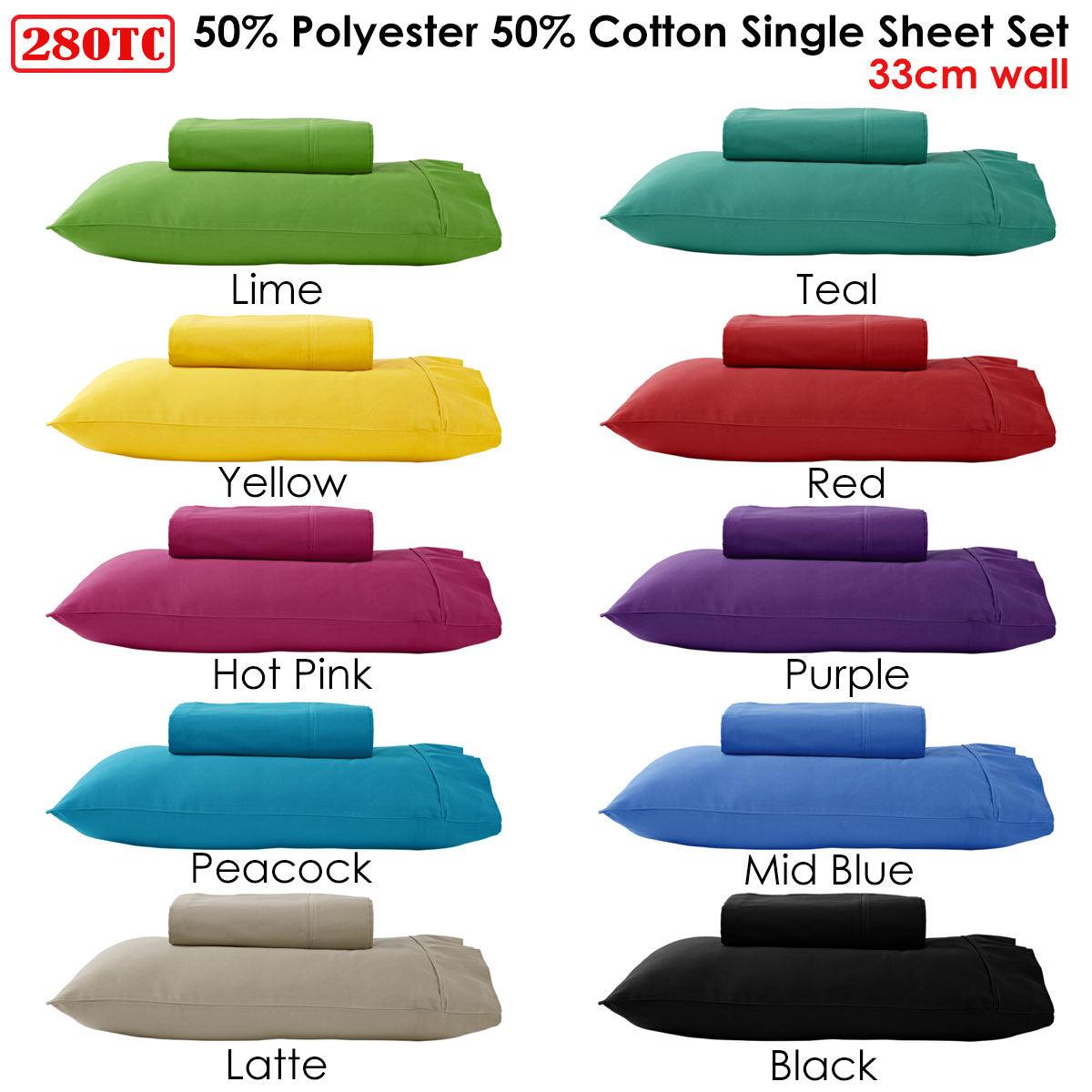 Buy 280TC 50% Polyester 50% Cotton Sheet Set Single Red discounted | Products On Sale Australia