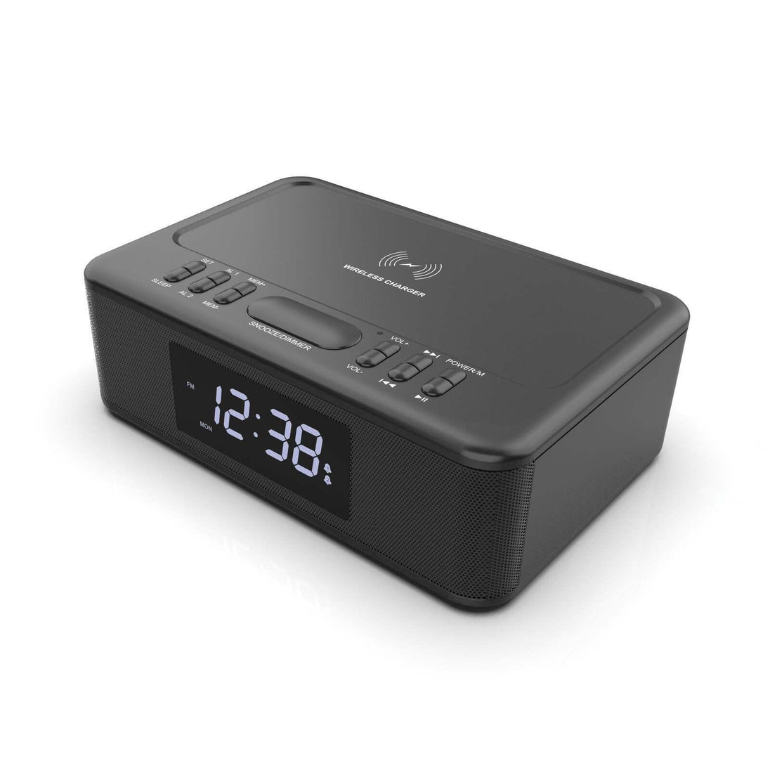 Buy 2in1 10W Wireless Fast Charging Bluetooth/FM Radio Alarm Clock w/ USB/AUX discounted | Products On Sale Australia