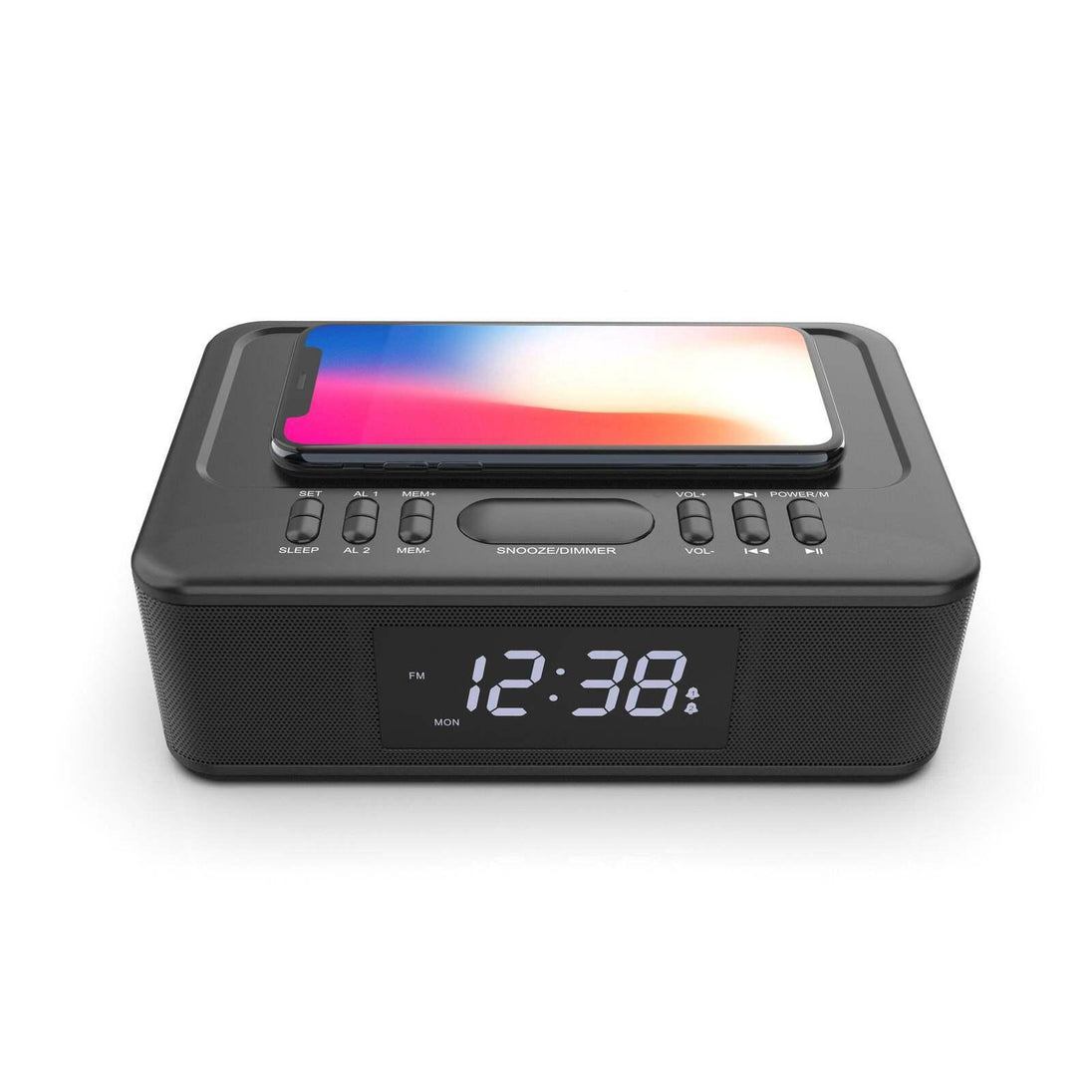 Buy 2in1 10W Wireless Fast Charging Bluetooth/FM Radio Alarm Clock w/ USB/AUX discounted | Products On Sale Australia