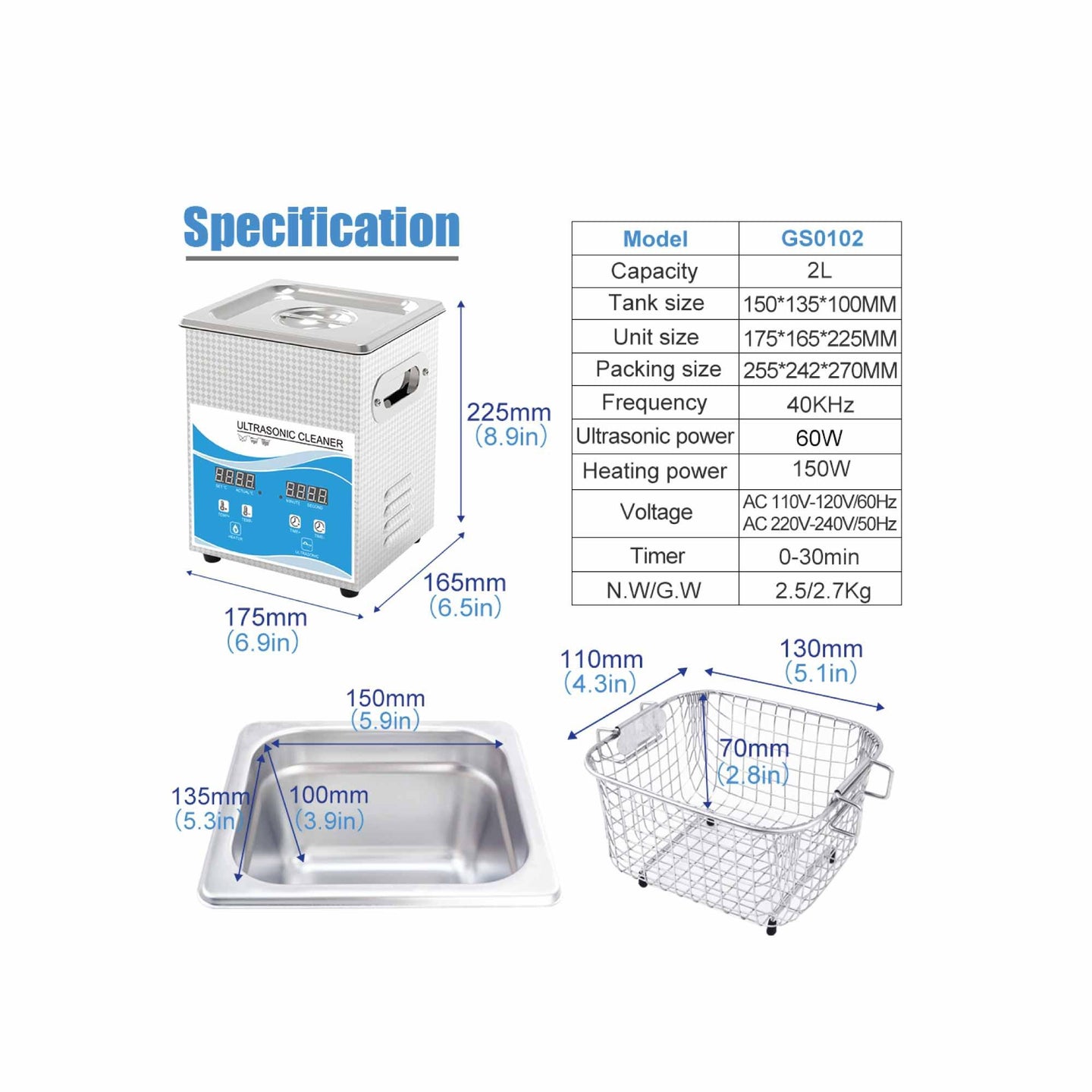 Buy 2L Digital Ultrasonic Cleaner Jewelry Ultra Sonic Bath Degas Parts Cleaning discounted | Products On Sale Australia