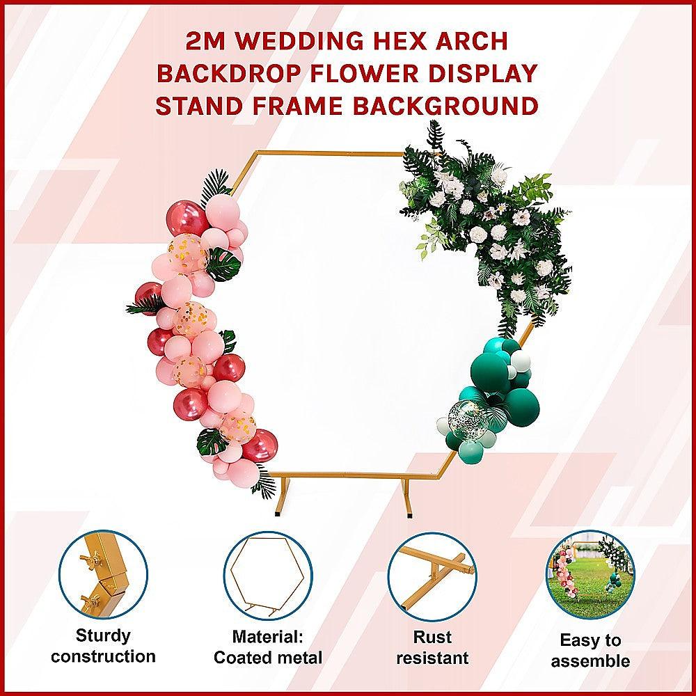 Buy 2M Wedding Hex Arch Backdrop Flower Display Stand Frame Background discounted | Products On Sale Australia