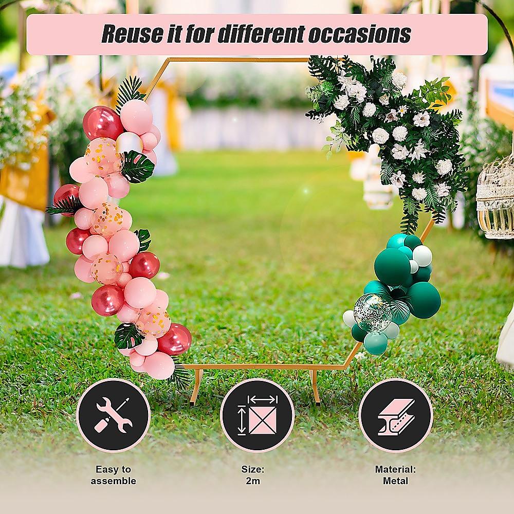 Buy 2M Wedding Hex Arch Backdrop Flower Display Stand Frame Background discounted | Products On Sale Australia