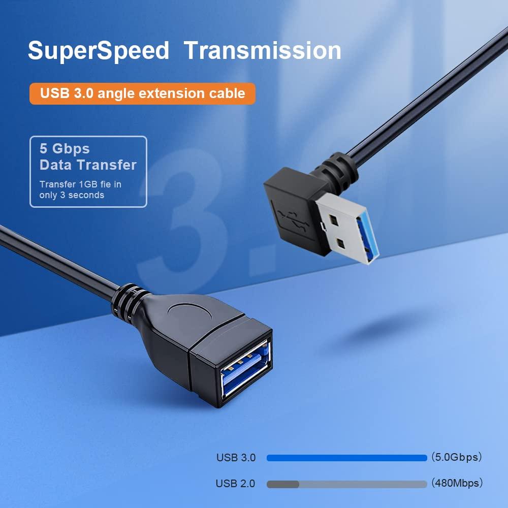 Buy 2PCS 20cm SuperSpeed USB 3.0 Male to Female Extension Data Cable Up and Down Angle discounted | Products On Sale Australia