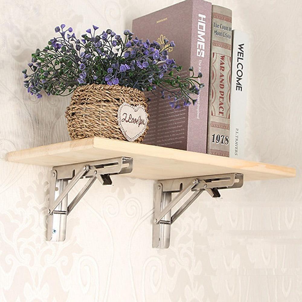 Buy 2x 10" Stainless Steel Folding Table Bracket Shelf Bench 50kg Load Heavy Duty discounted | Products On Sale Australia