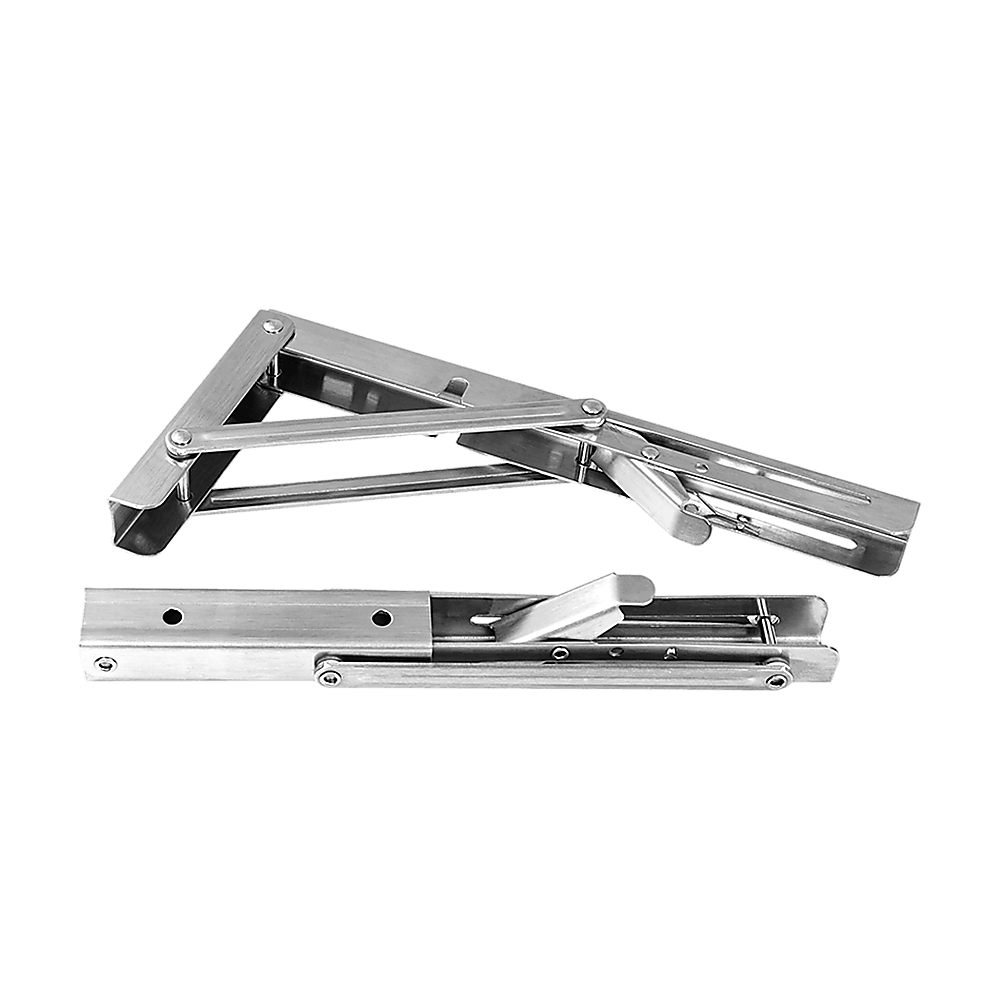 Buy 2x 10" Stainless Steel Folding Table Bracket Shelf Bench 50kg Load Heavy Duty discounted | Products On Sale Australia