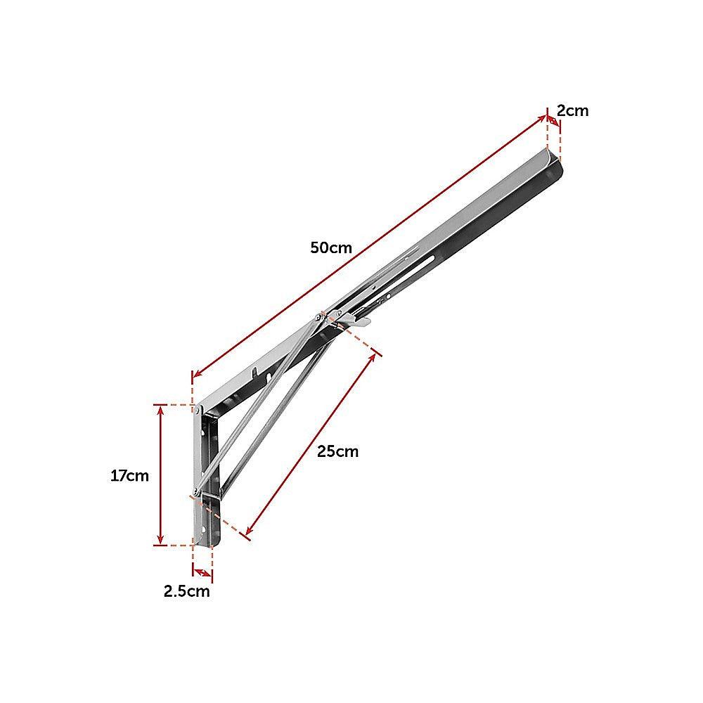 Buy 2x 20" Stainless Steel Folding Table Bracket Shelf Bench 50kg Load Heavy Duty discounted | Products On Sale Australia