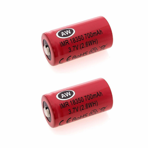 Buy 2x AW IMR 18350 Rechargeable Batteries - 700mAh 3.7V Lithium Li-ion Battery discounted | Products On Sale Australia