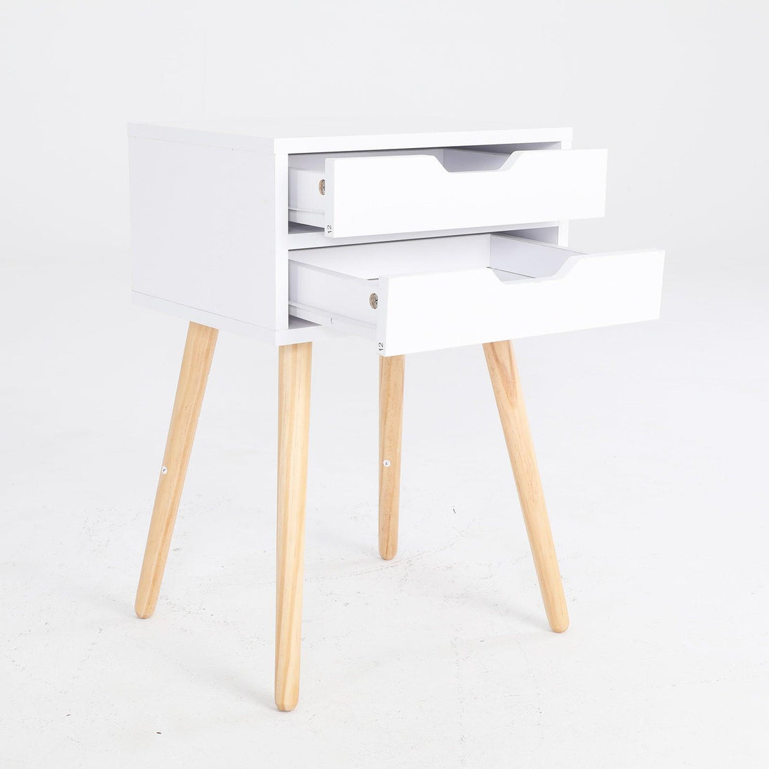 Buy 2X Bedside Table 2 Drawer Wood Leg Storage Cabinet Nightstand SUZY WHITE discounted | Products On Sale Australia