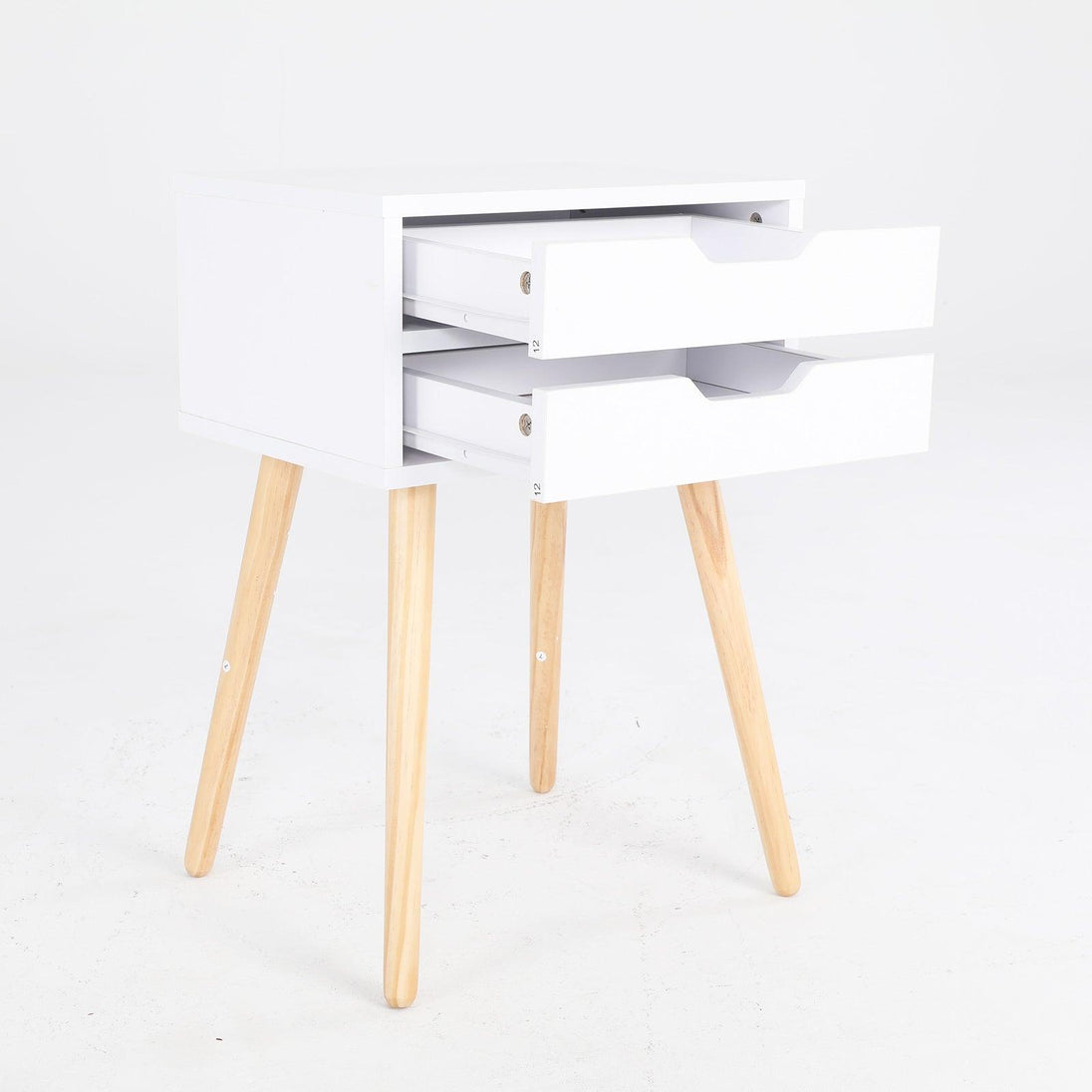 Buy 2X Bedside Table 2 Drawer Wood Leg Storage Cabinet Nightstand SUZY WHITE discounted | Products On Sale Australia