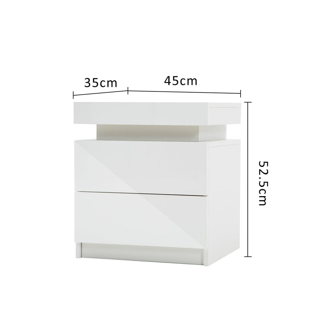 Buy 2X Bedside Table 2 Drawers RGB LED Bedroom Cabinet Nightstand Gloss AURORA WHITE discounted | Products On Sale Australia