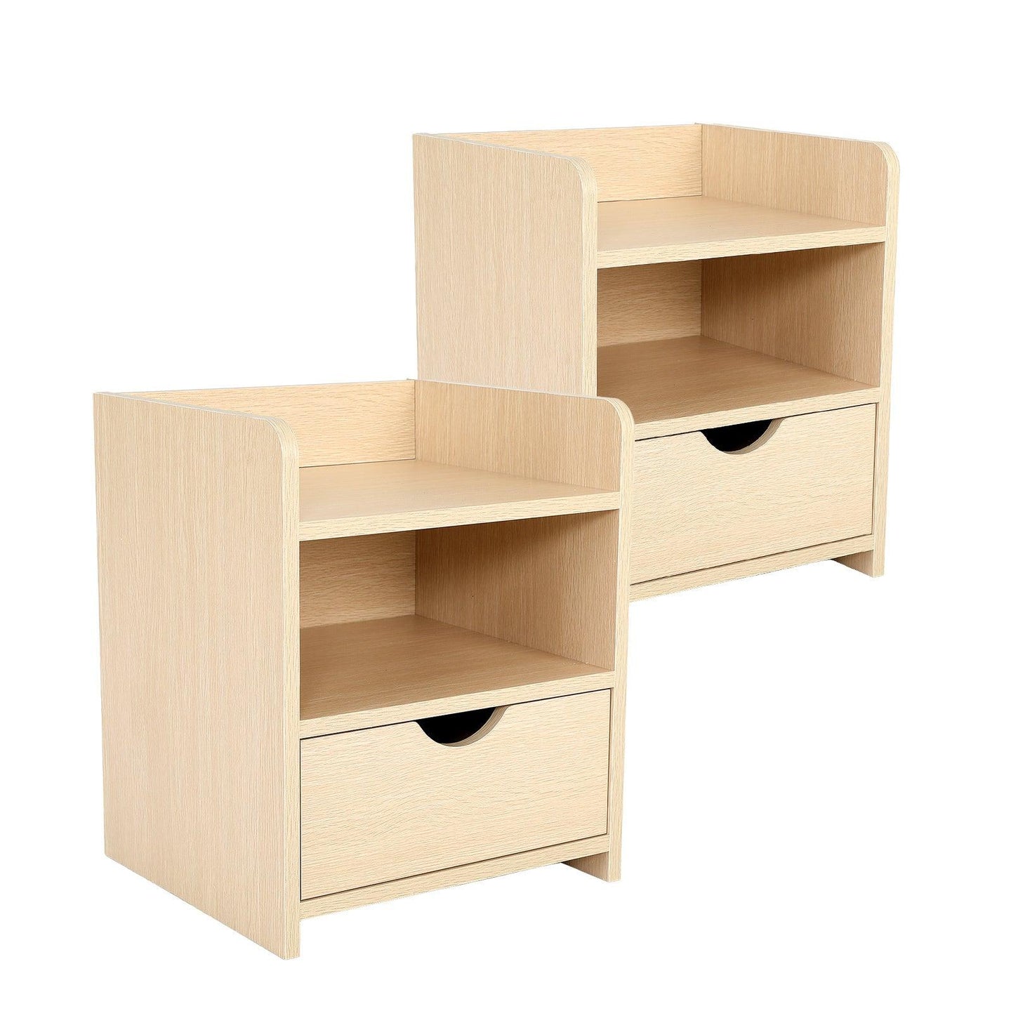 Buy 2X Bedside Table Side Storage Cabinet Nightstand Bedroom 1 Drawer 2 Shelf LARK OAK discounted | Products On Sale Australia