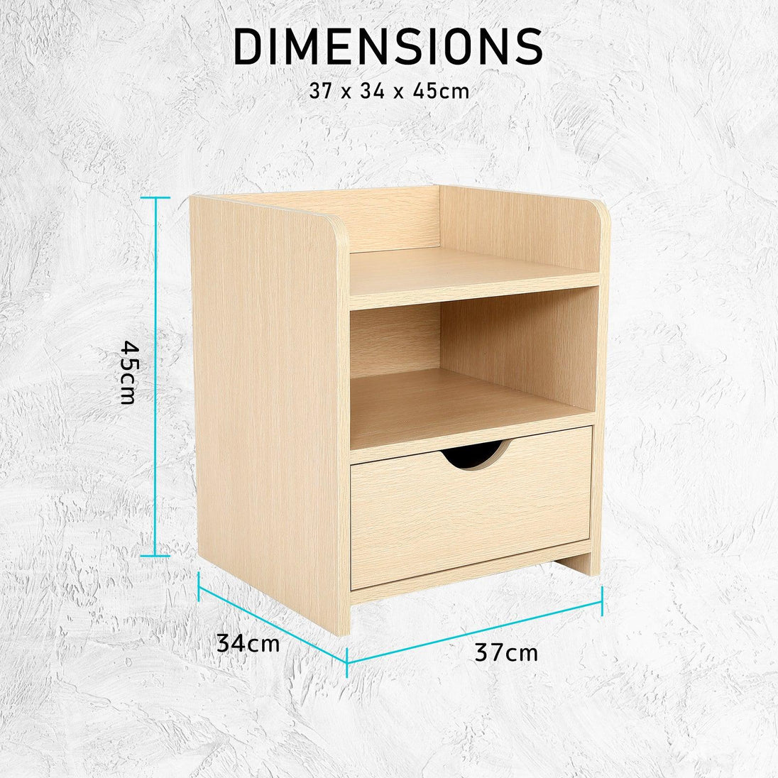 Buy 2X Bedside Table Side Storage Cabinet Nightstand Bedroom 1 Drawer 2 Shelf LARK OAK discounted | Products On Sale Australia