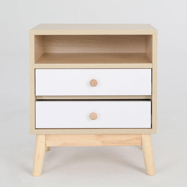 Buy 2X Bedside Table Side Storage Cabinet Nightstand Bedroom 2 Drawer ANYA OAK discounted | Products On Sale Australia