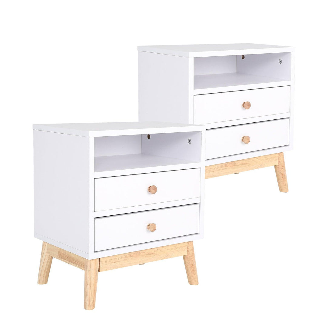 Buy 2X Bedside Table Side Storage Cabinet Nightstand Bedroom 2 Drawer ANYA - WHITE discounted | Products On Sale Australia