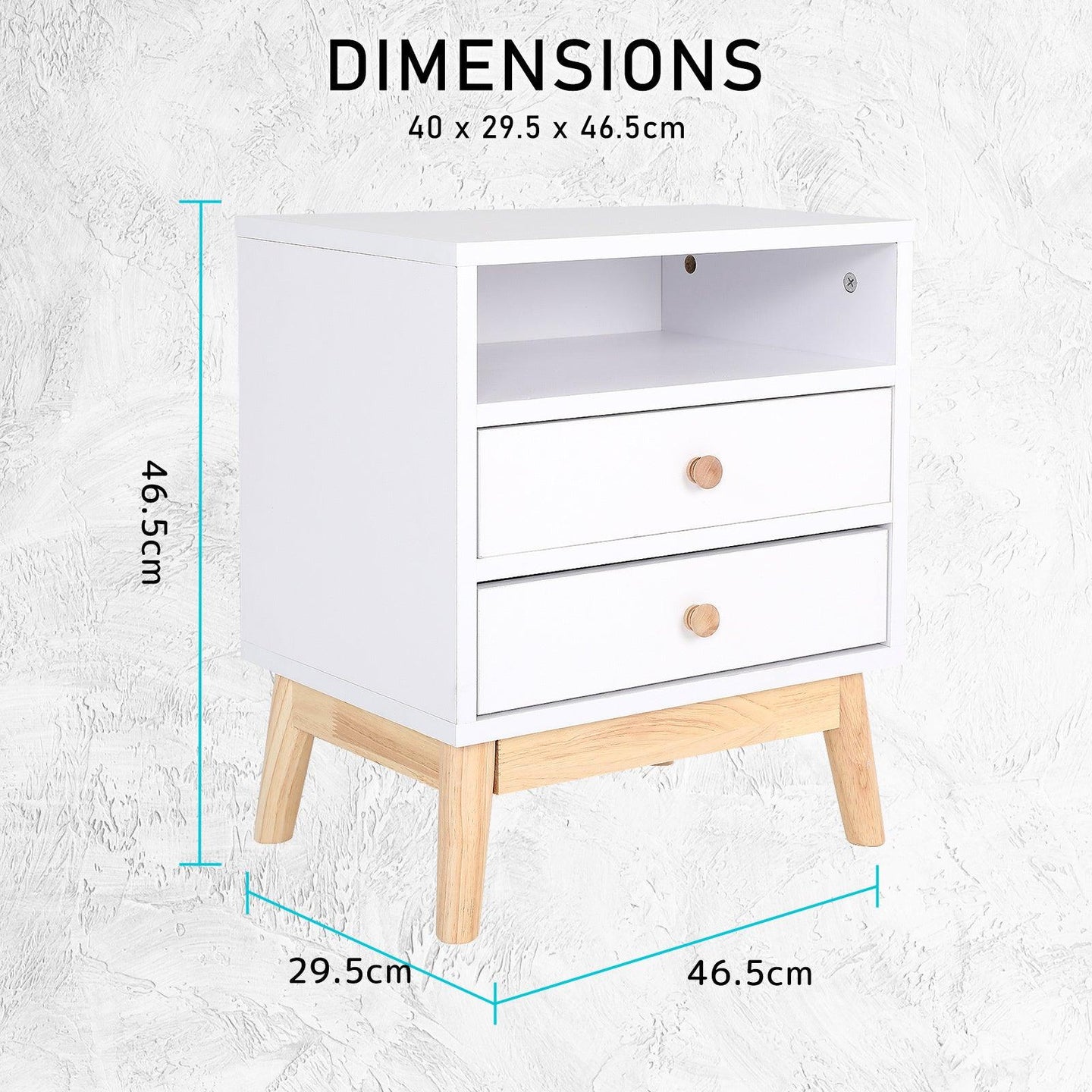 Buy 2X Bedside Table Side Storage Cabinet Nightstand Bedroom 2 Drawer ANYA - WHITE discounted | Products On Sale Australia