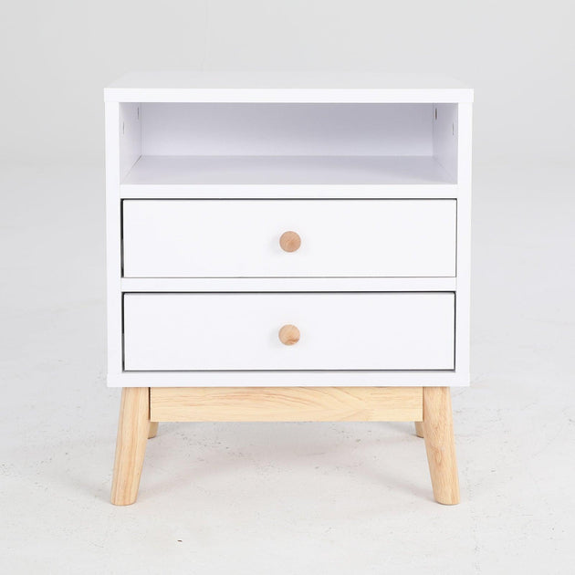 Buy 2X Bedside Table Side Storage Cabinet Nightstand Bedroom 2 Drawer ANYA - WHITE discounted | Products On Sale Australia