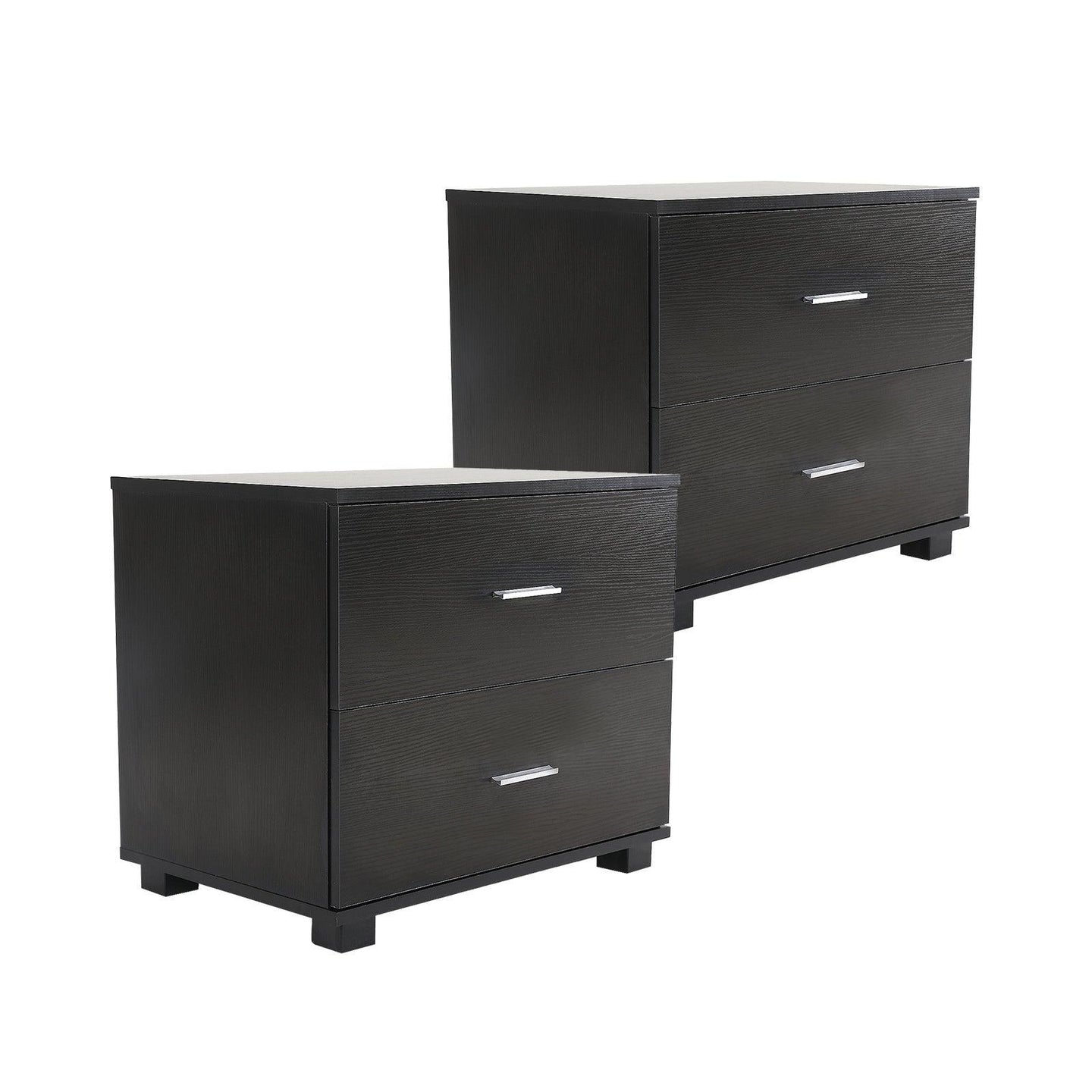 Buy 2X Bedside Table Side Storage Cabinet Nightstand Bedroom 2 Drawer ETTA BLACK discounted | Products On Sale Australia